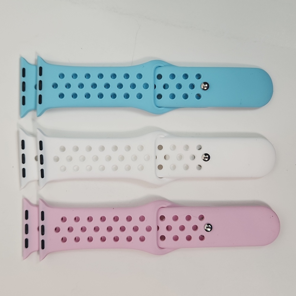 COPY - 22 mm lug Apple Watch Compatible 3 band latex snap band set for MEN, NWT